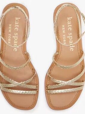 NWOT Kate Spade Metallic Gold Strap Sandals